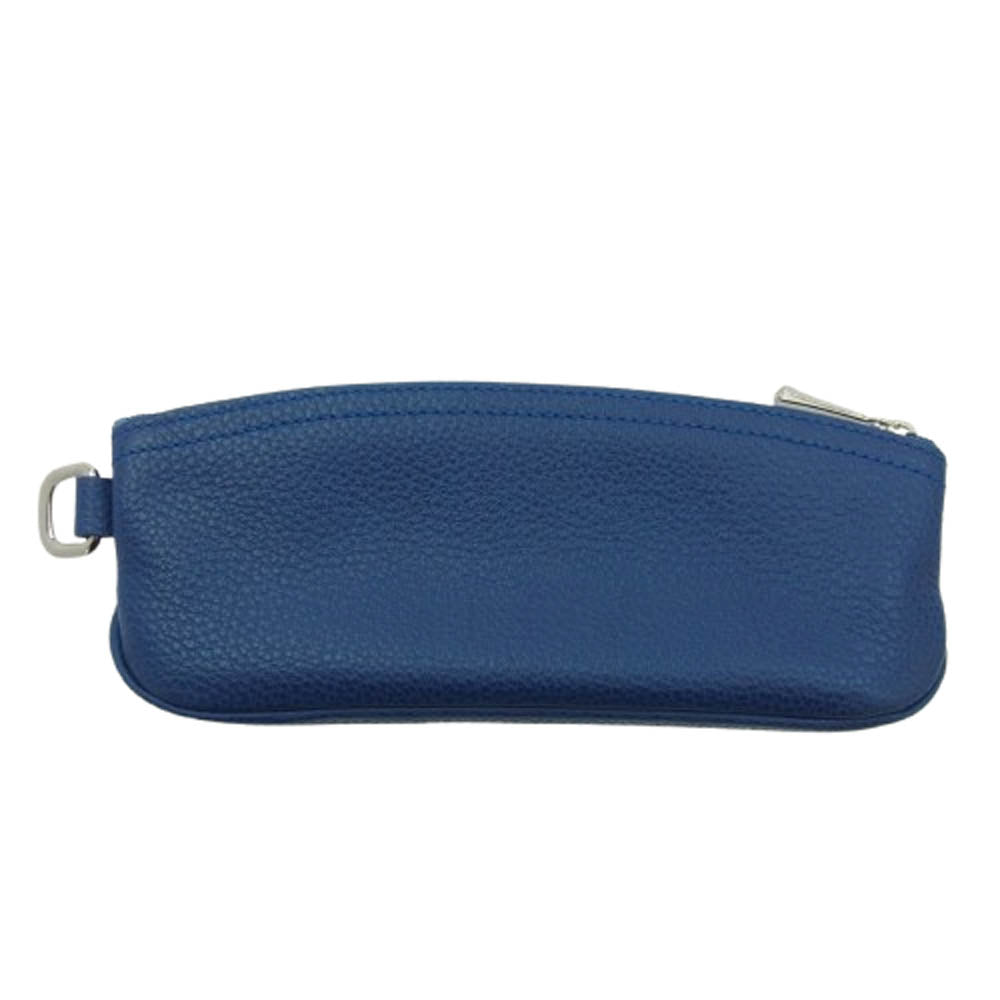 Longchamp ロンシャン レザー ペンケース 筆箱 ネイビー ブルー系【美品】【中古】