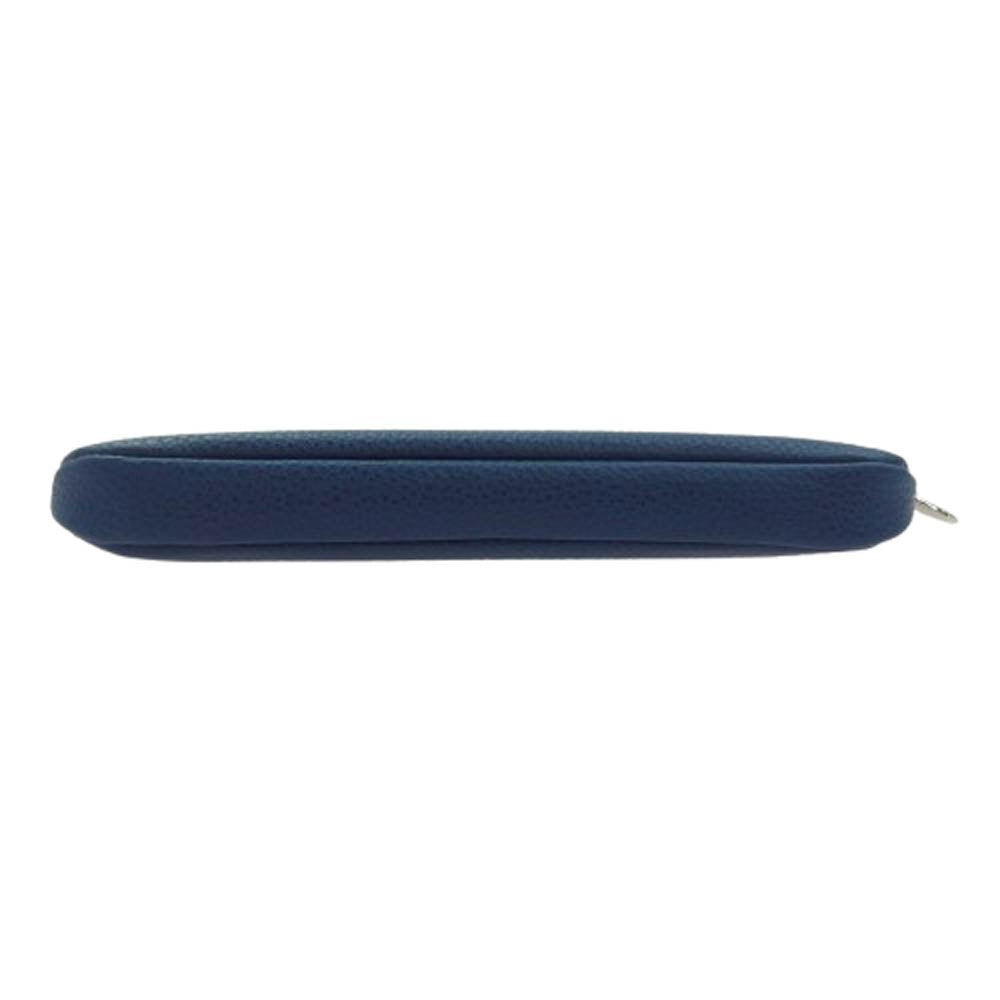 Longchamp ロンシャン レザー ペンケース 筆箱 ネイビー ブルー系【美品】【中古】