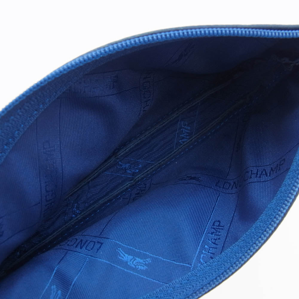 Longchamp ロンシャン レザー ペンケース 筆箱 ネイビー ブルー系【美品】【中古】
