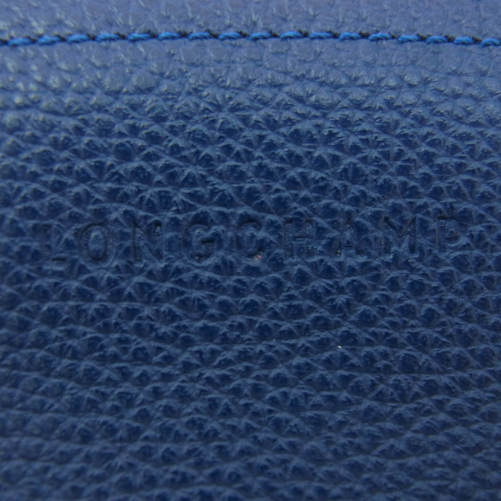 Longchamp ロンシャン レザー ペンケース 筆箱 ネイビー ブルー系【美品】【中古】