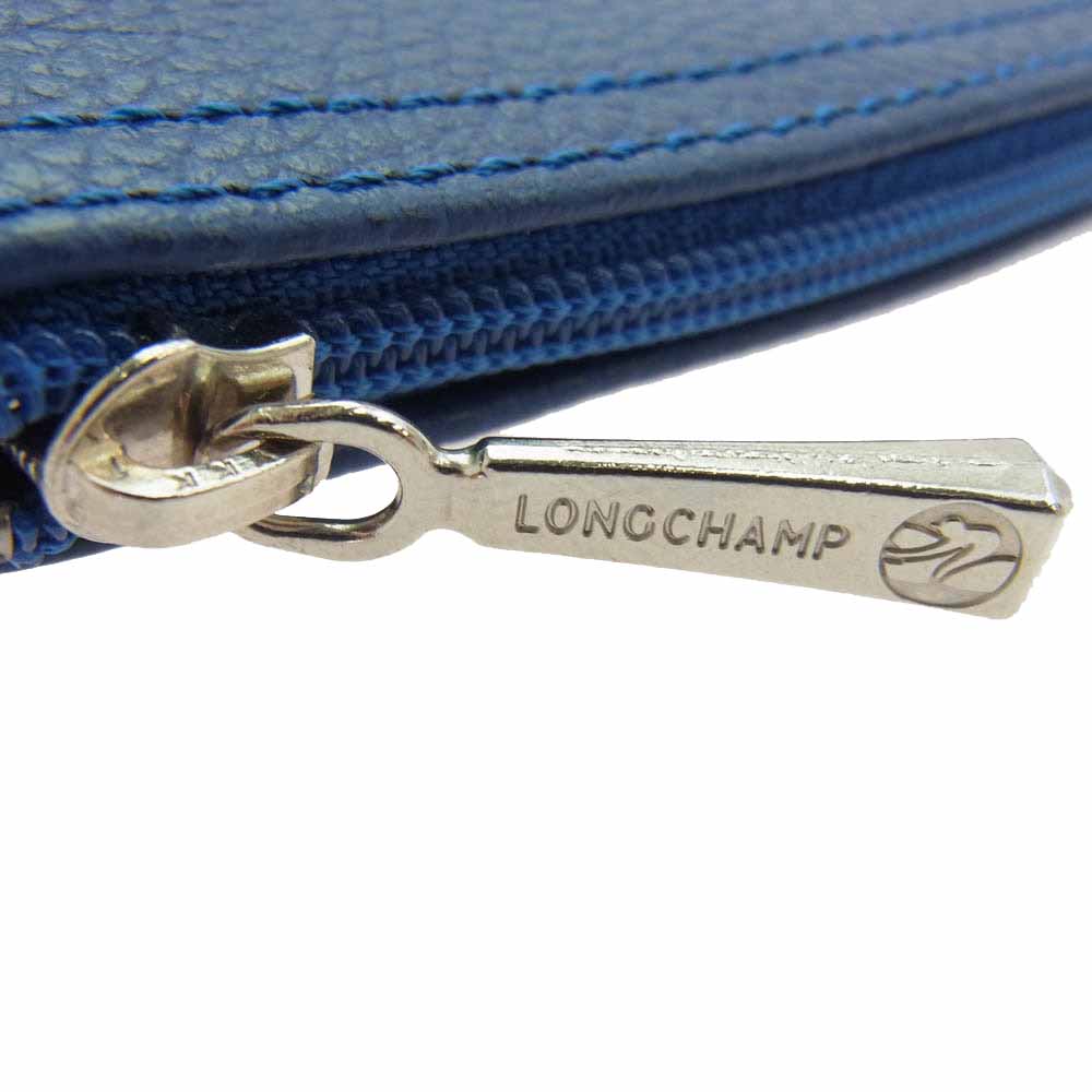 Longchamp ロンシャン レザー ペンケース 筆箱 ネイビー ブルー系【美品】【中古】