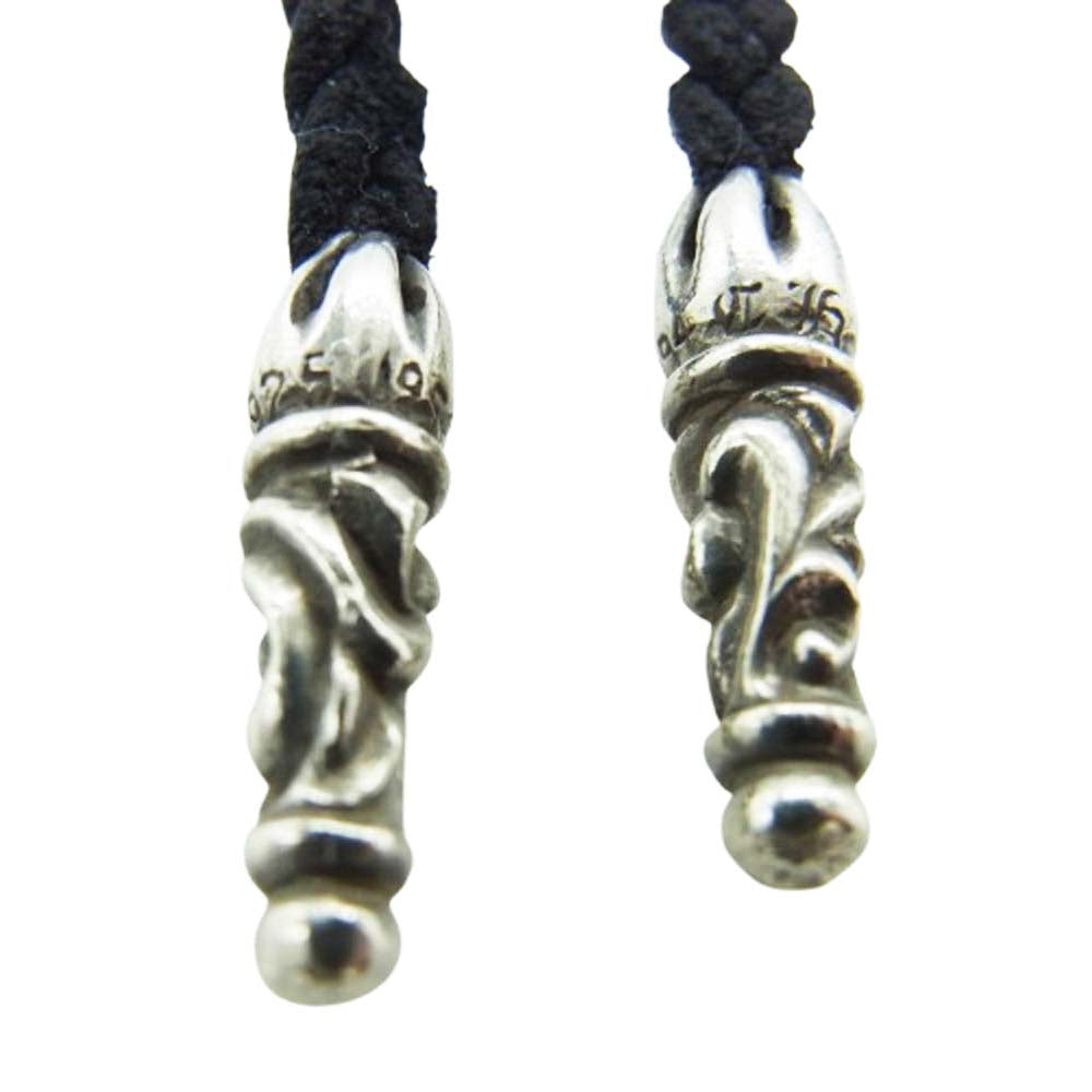 CHROME HEARTS クロムハーツ（原本無） LEATHER BRAID スクロール レザーブレード ネックレス ブラック系 シルバー系【中古】