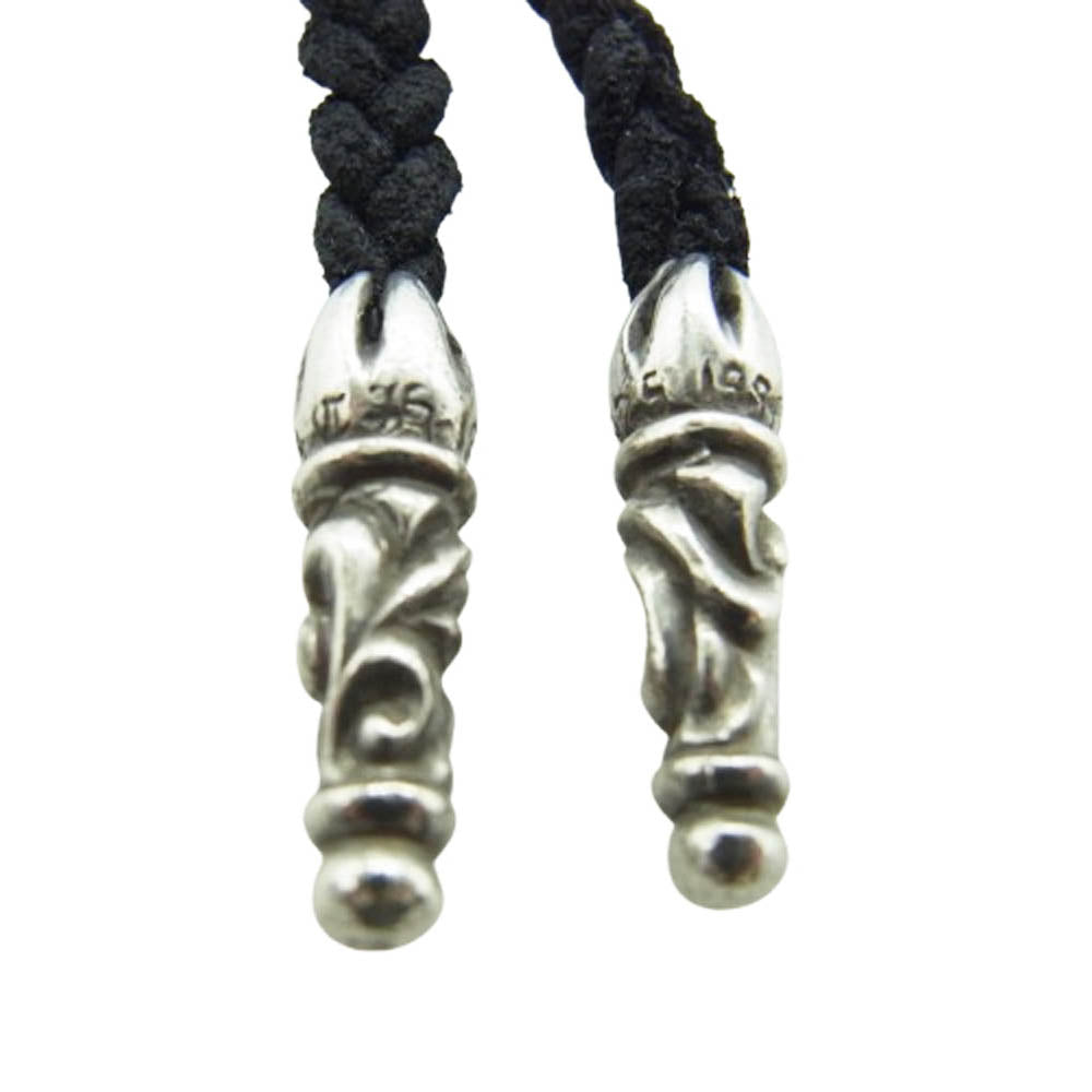 CHROME HEARTS クロムハーツ（原本無） LEATHER BRAID スクロール レザーブレード ネックレス ブラック系 シルバー系【中古】