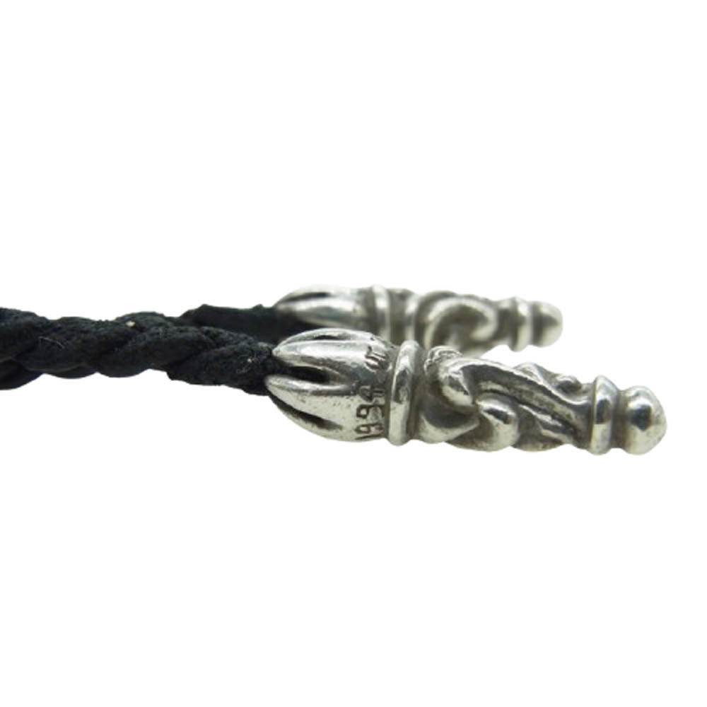 CHROME HEARTS クロムハーツ（原本無） LEATHER BRAID スクロール レザーブレード ネックレス ブラック系 シルバー系【中古】
