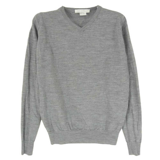 JOHN SMEDLEY ジョンスメドレー 英国製 エクストラファインメリノウール Vネック ニット セーター グレー系 XS【中古】