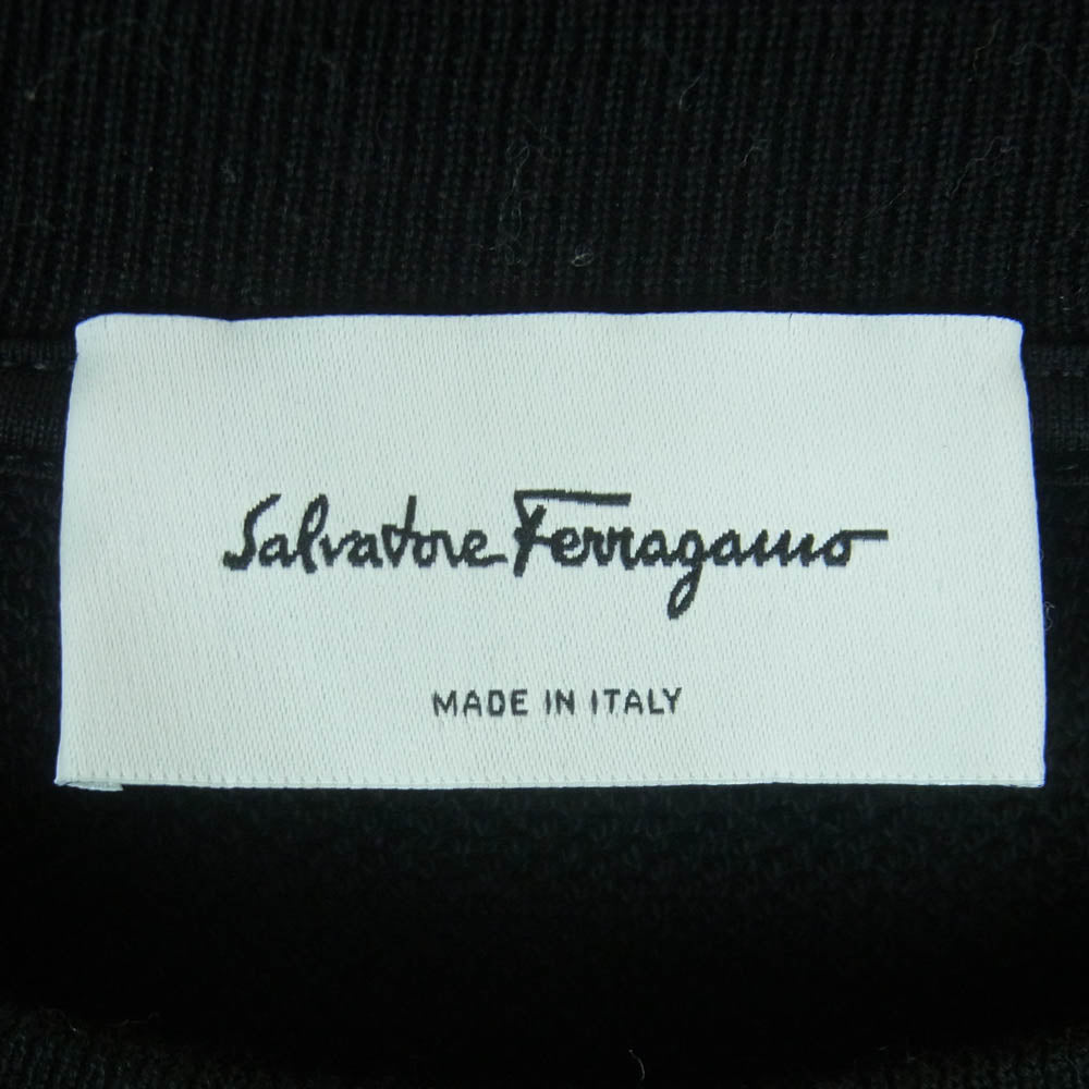 Salvatore Ferragamo サルヴァトーレフェラガモ ロゴ フロッキープリント エンブロイダリー クルーネック スウェット トレーナー ブラック系 L【中古】