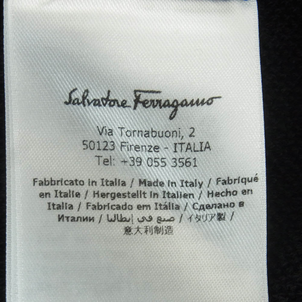 Salvatore Ferragamo サルヴァトーレフェラガモ ロゴ フロッキープリント エンブロイダリー クルーネック スウェット トレーナー ブラック系 L【中古】