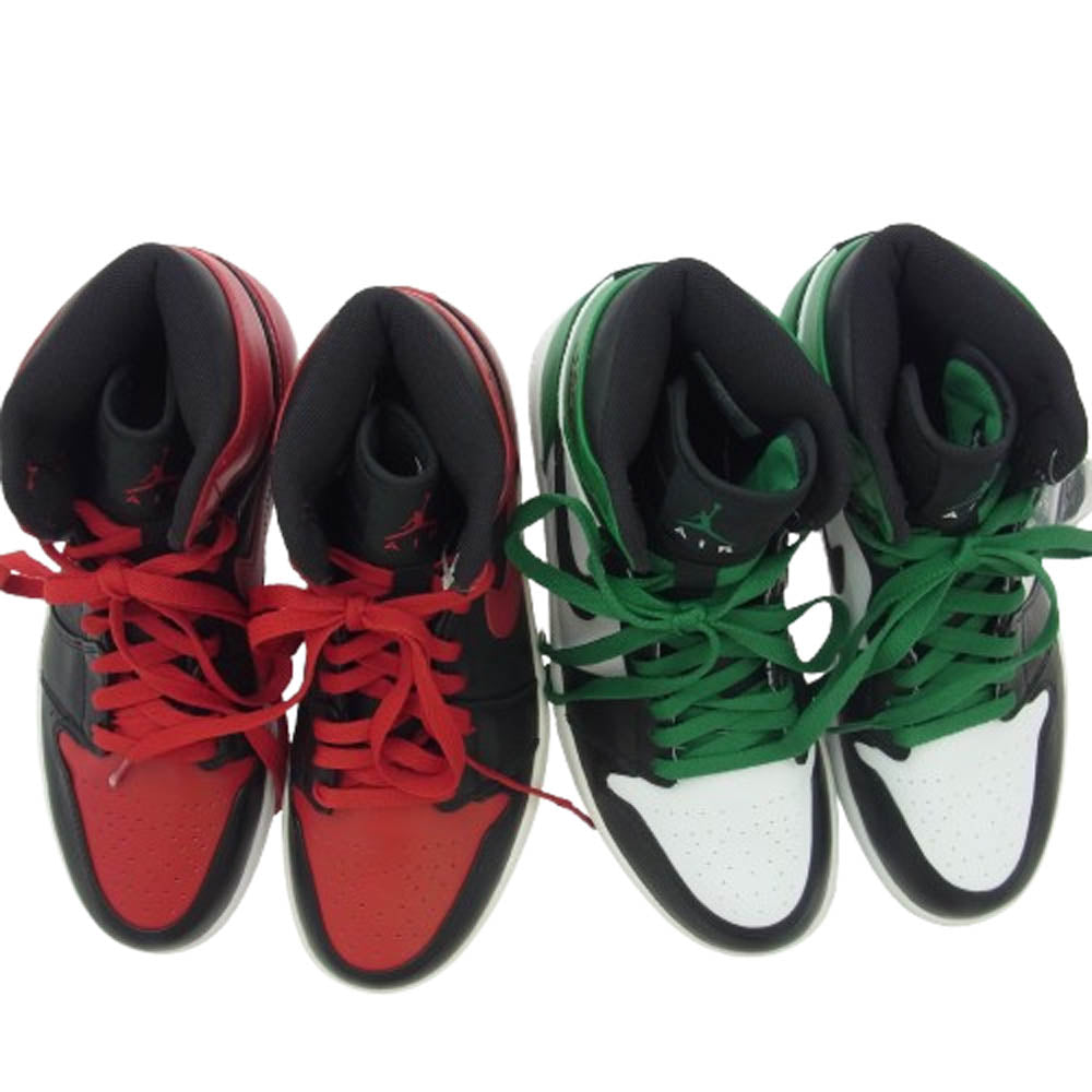 NIKE ナイキ 332550-061 332550-101 【フェイクバスターズ鑑定済】 Air Jordan 1 Defining Moments Pack One 60 Pts エアジョーダン1 ディファイニング モーメンツ パック ワン 60 Pts スニーカー セット レッド系 グリーン系 25.5cm【極上美品】【中古】