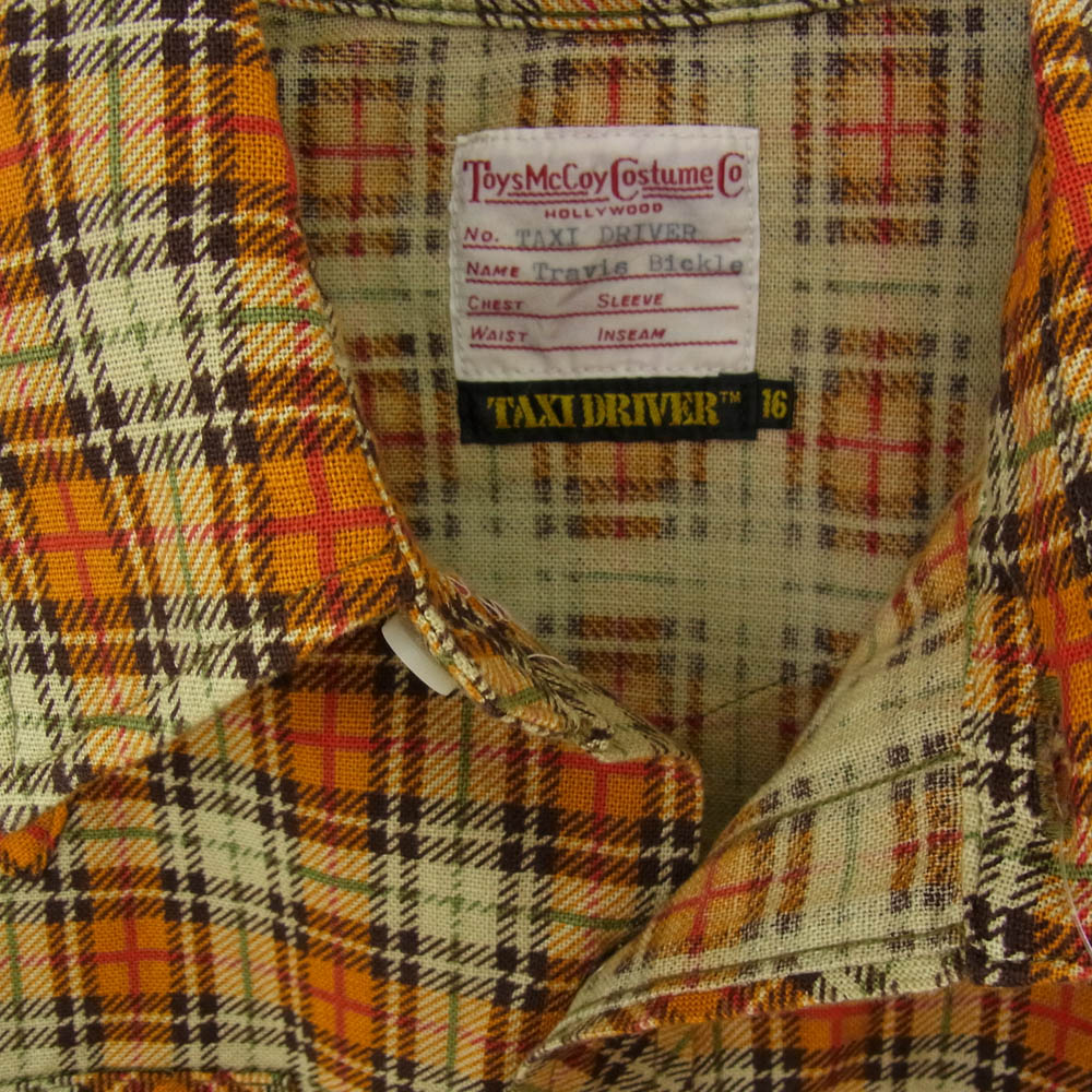 TOY'S McCOY トイズマッコイ TMS2404 TAXI DRIVER PRINTED CHECK SHIRT タクシードライバー プリント チェック シャツ オレンジ系 16【新古品】【未使用】【中古】