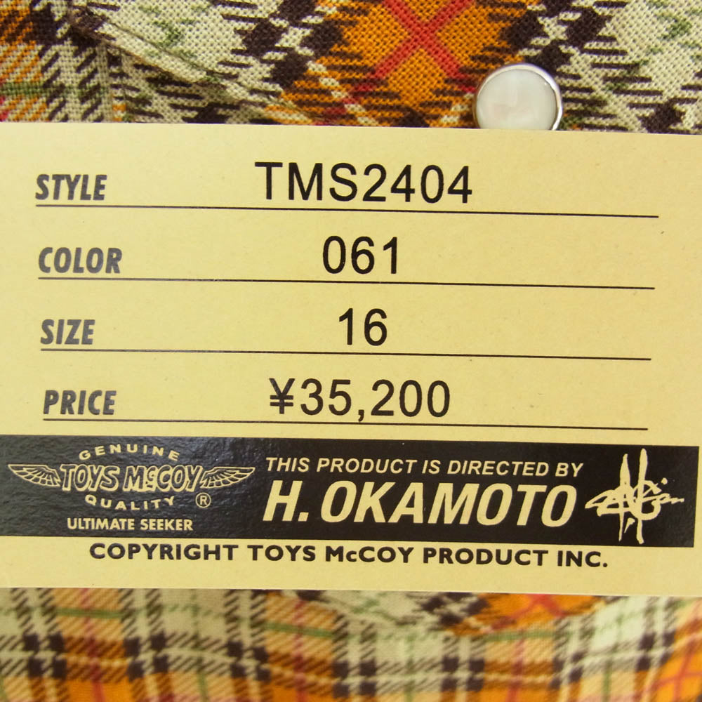 TOY'S McCOY トイズマッコイ TMS2404 TAXI DRIVER PRINTED CHECK SHIRT タクシードライバー プリント チェック シャツ オレンジ系 16【新古品】【未使用】【中古】