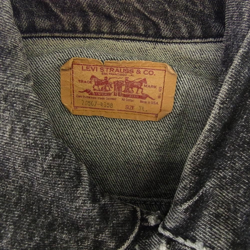 Levi's リーバイス USA製 90s 70507 先染めブラック デニムジャケット ブラック系 XL【中古】