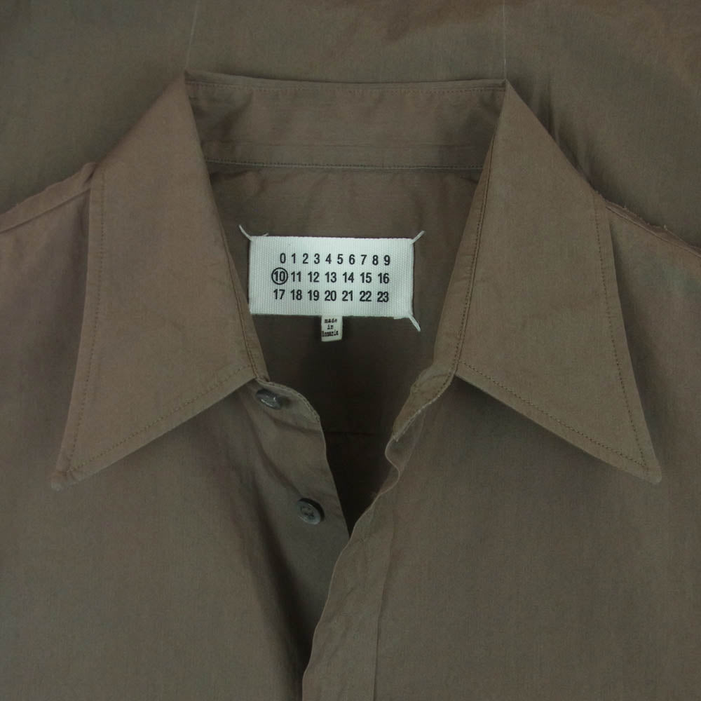 MAISON MARGIELA メゾンマルジェラ 18SS S30DL0381 S44397 10ライン 四つタグ コットン 長袖 ラペル シャツ グレイッシュブラウン系 40【中古】