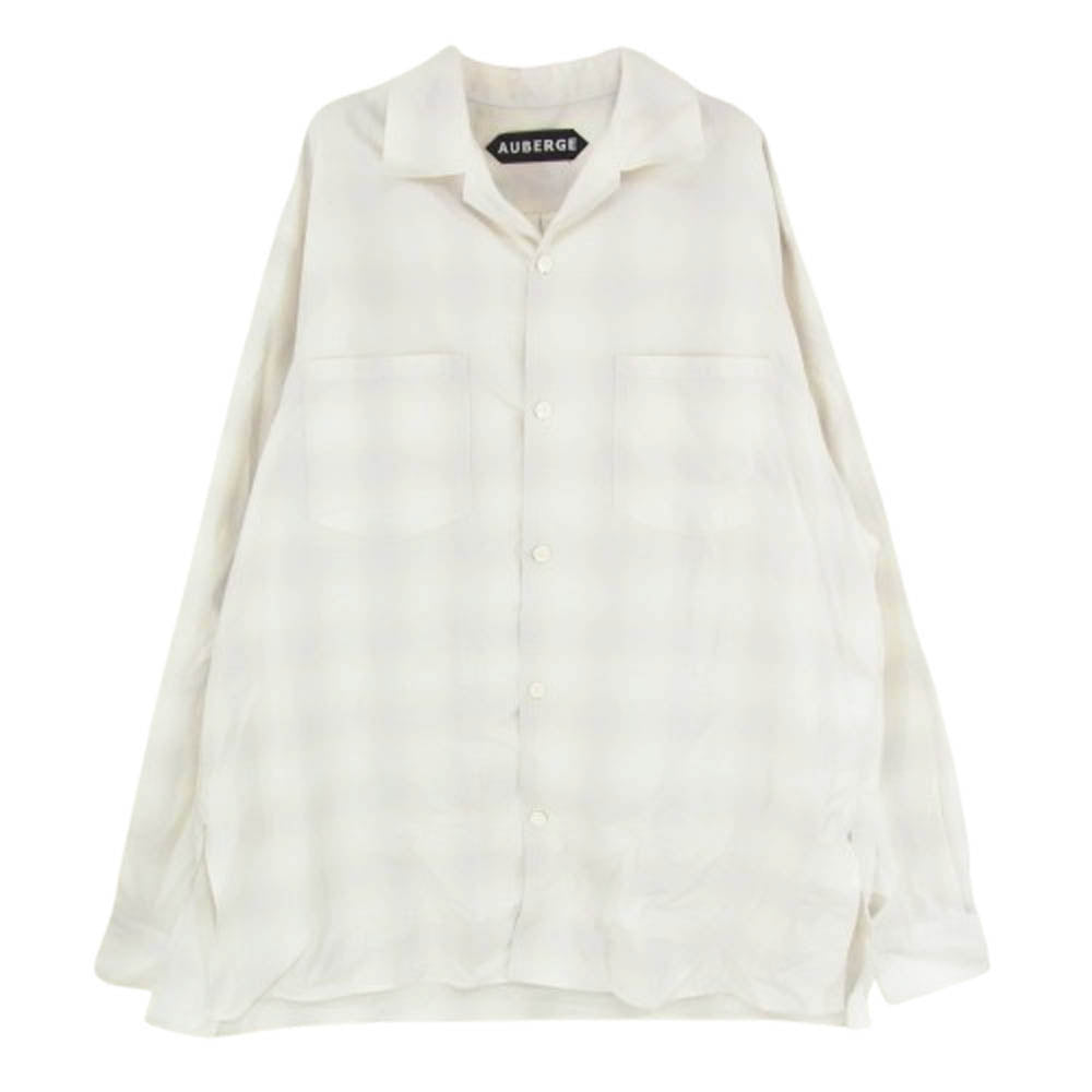 オーベルジュ 25SS OMBRE P.GRAY × CREAM CHECK オンブレチェック オープンカラー 長袖 シャツ オフホワイト系 42【中古】