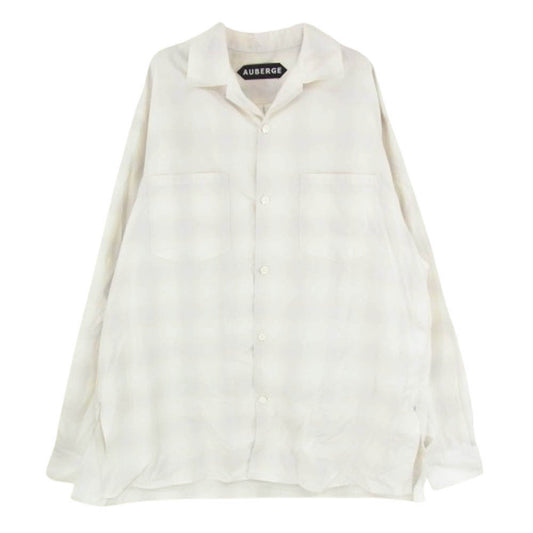 オーベルジュ 25SS OMBRE P.GRAY × CREAM CHECK オンブレチェック オープンカラー 長袖 シャツ オフホワイト系 42【中古】