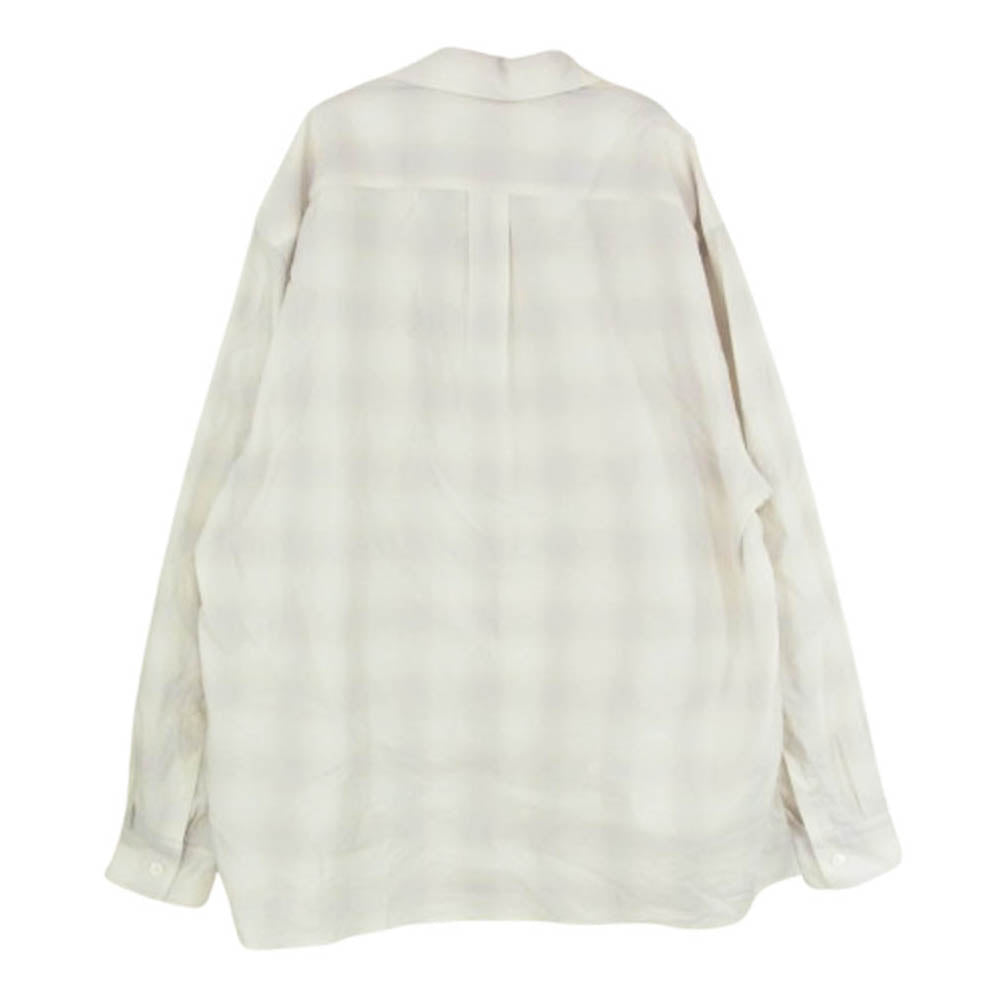 オーベルジュ 25SS OMBRE P.GRAY × CREAM CHECK オンブレチェック オープンカラー 長袖 シャツ オフホワイト系 42【中古】