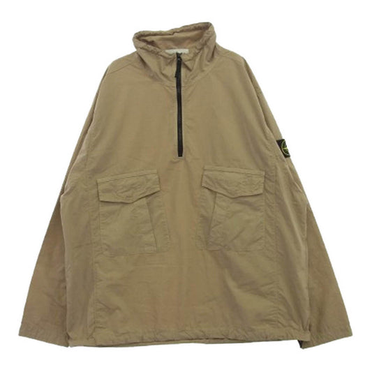 STONE ISLAND ストーンアイランド 23SS 781510705 国内正規品 コンパスパッチ ハーフジップ オーバーシャツ プルオーバ― ジャケット ライトブラウン系 L【中古】