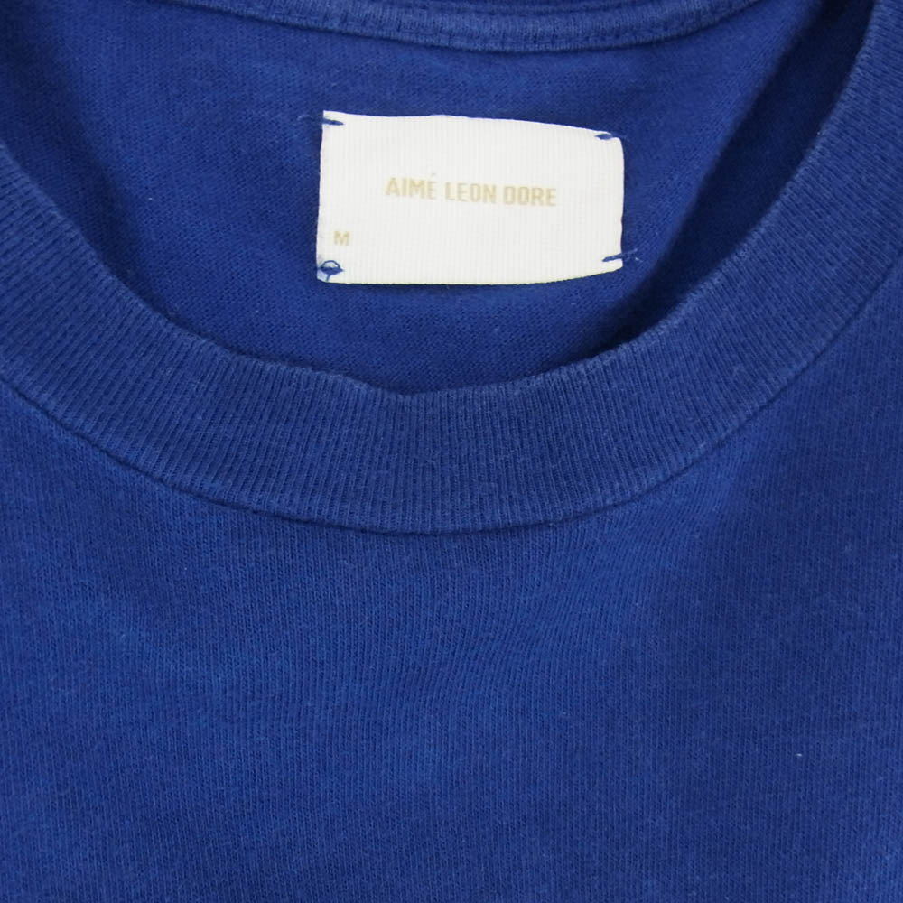 エメ レオン ドレ ロゴ刺繍 ロングスリーブ カットソー クルーネック 丸首 長袖 Tシャツ ブルー系 M【中古】