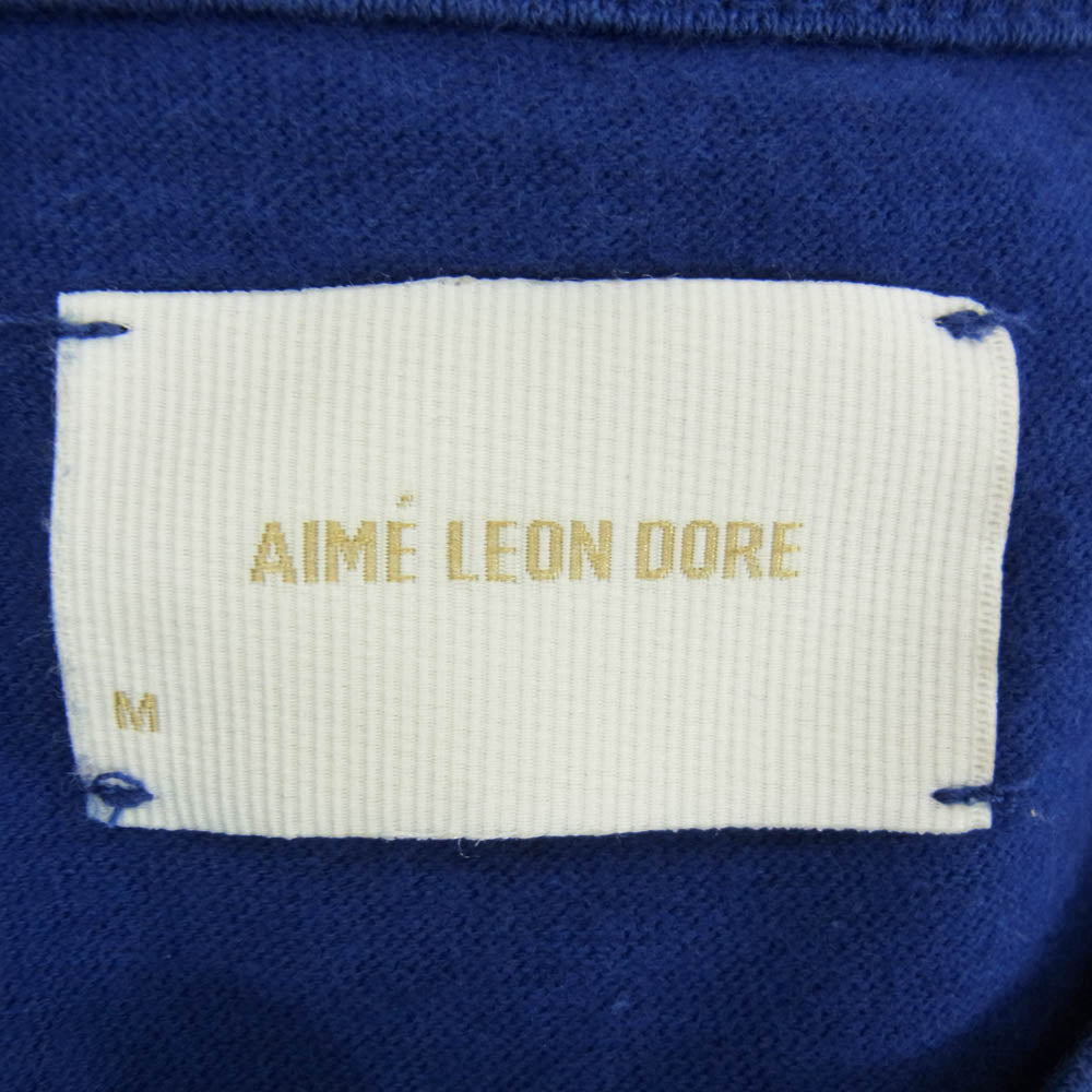 エメ レオン ドレ ロゴ刺繍 ロングスリーブ カットソー クルーネック 丸首 長袖 Tシャツ ブルー系 M【中古】