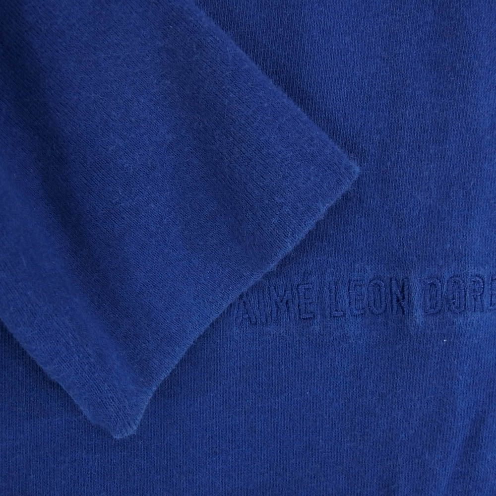 エメ レオン ドレ ロゴ刺繍 ロングスリーブ カットソー クルーネック 丸首 長袖 Tシャツ ブルー系 M【中古】