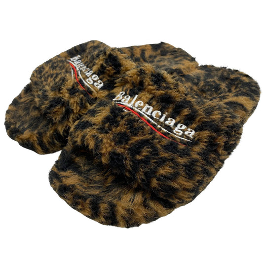 BALENCIAGA バレンシアガ 22AW レオパード フェイクファー サンダル マルチカラー系 36【中古】
