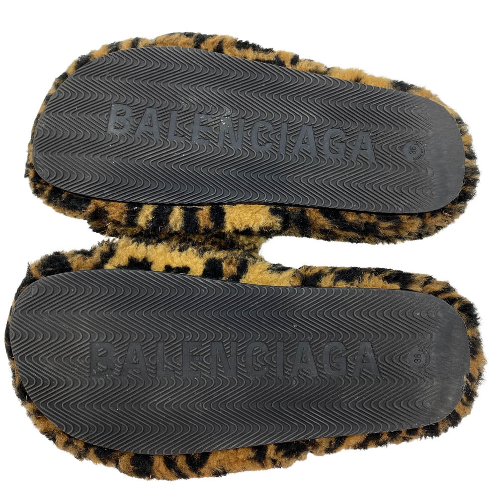 BALENCIAGA バレンシアガ 22AW レオパード フェイクファー サンダル マルチカラー系 36【中古】