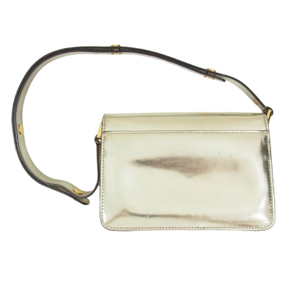 MARNI マルニ メタリックシルバー ミニトランク ワンショルダー ハンドバッグ ゴールド系【中古】