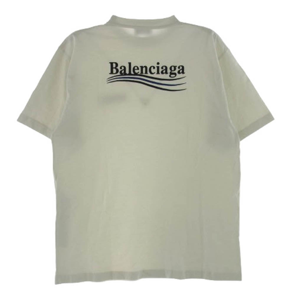 BALENCIAGA バレンシアガ 641675 TKVJ1 WARDROBE ワードローブ POLITICAL CAMPAIGN OVERSIZED T-SHIRT キャンペーンロゴ刺繍 半袖 Tシャツ オフホワイト系 ライトグレー系 XS【中古】