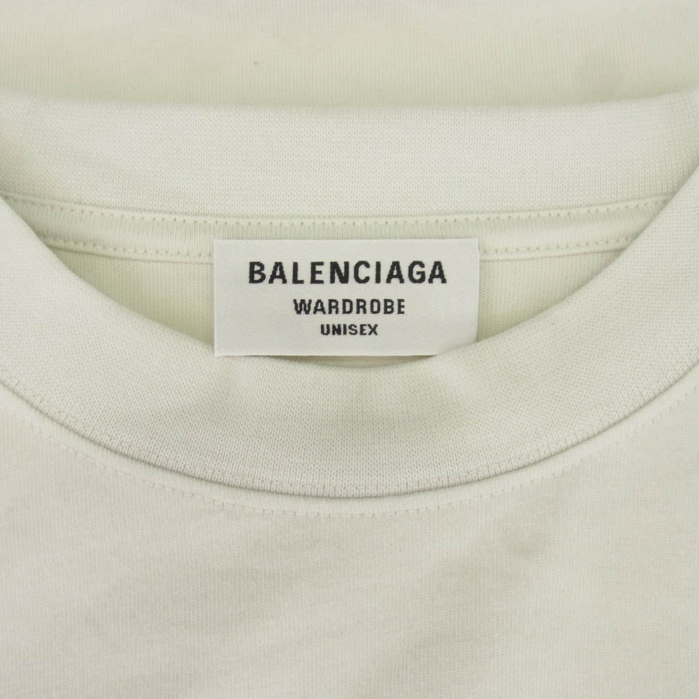 BALENCIAGA バレンシアガ 641675 TKVJ1 WARDROBE ワードローブ POLITICAL CAMPAIGN OVERSIZED T-SHIRT キャンペーンロゴ刺繍 半袖 Tシャツ オフホワイト系 ライトグレー系 XS【中古】