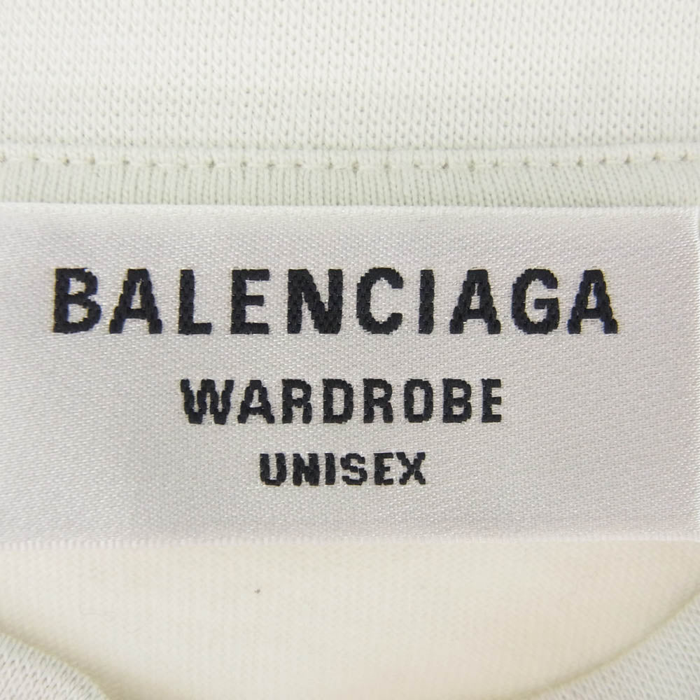 BALENCIAGA バレンシアガ 641675 TKVJ1 WARDROBE ワードローブ POLITICAL CAMPAIGN OVERSIZED T-SHIRT キャンペーンロゴ刺繍 半袖 Tシャツ オフホワイト系 ライトグレー系 XS【中古】