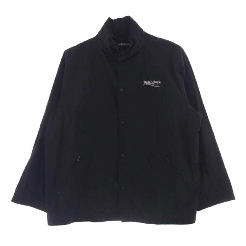 BALENCIAGA バレンシアガ 18SS 508531 TYD36 キャンペーンロゴ レイン ブルゾン スタンドカラー ジャケット ブラック系 50【中古】