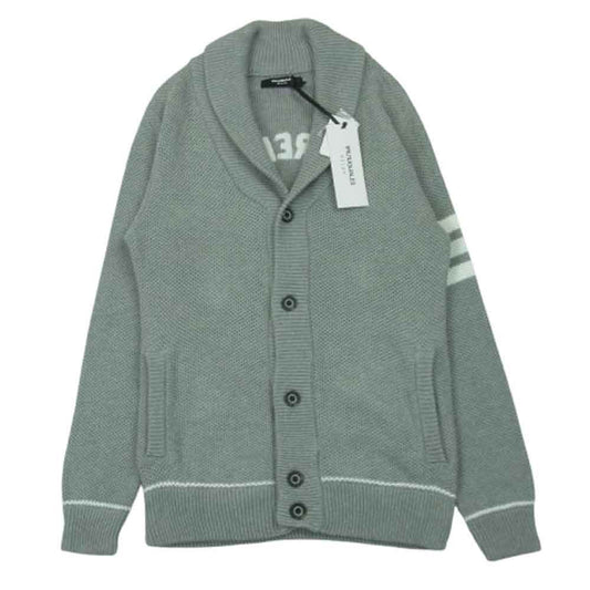 1piu1uguale3 ウノピュウノウグァーレトレ USK-24006 RELAX リラックス バックロゴ 鹿の子 ニット ショール カーディガン グレー系 M【極上美品】【中古】