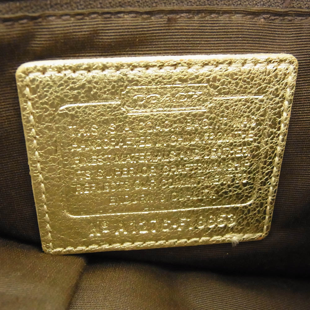 COACH コーチ F18853 ヘリテージ シグネチャー トート バッグ ブラウン系 ゴールド系【中古】