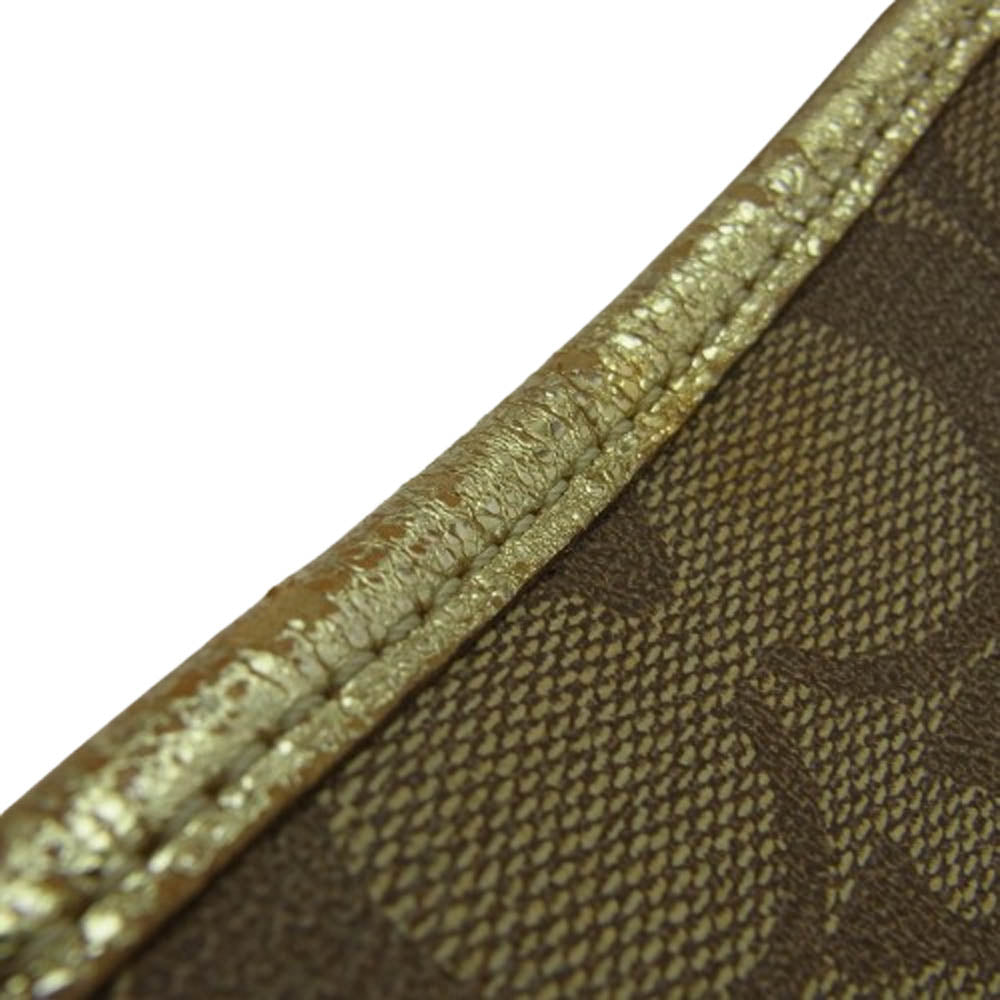 COACH コーチ F18853 ヘリテージ シグネチャー トート バッグ ブラウン系 ゴールド系【中古】