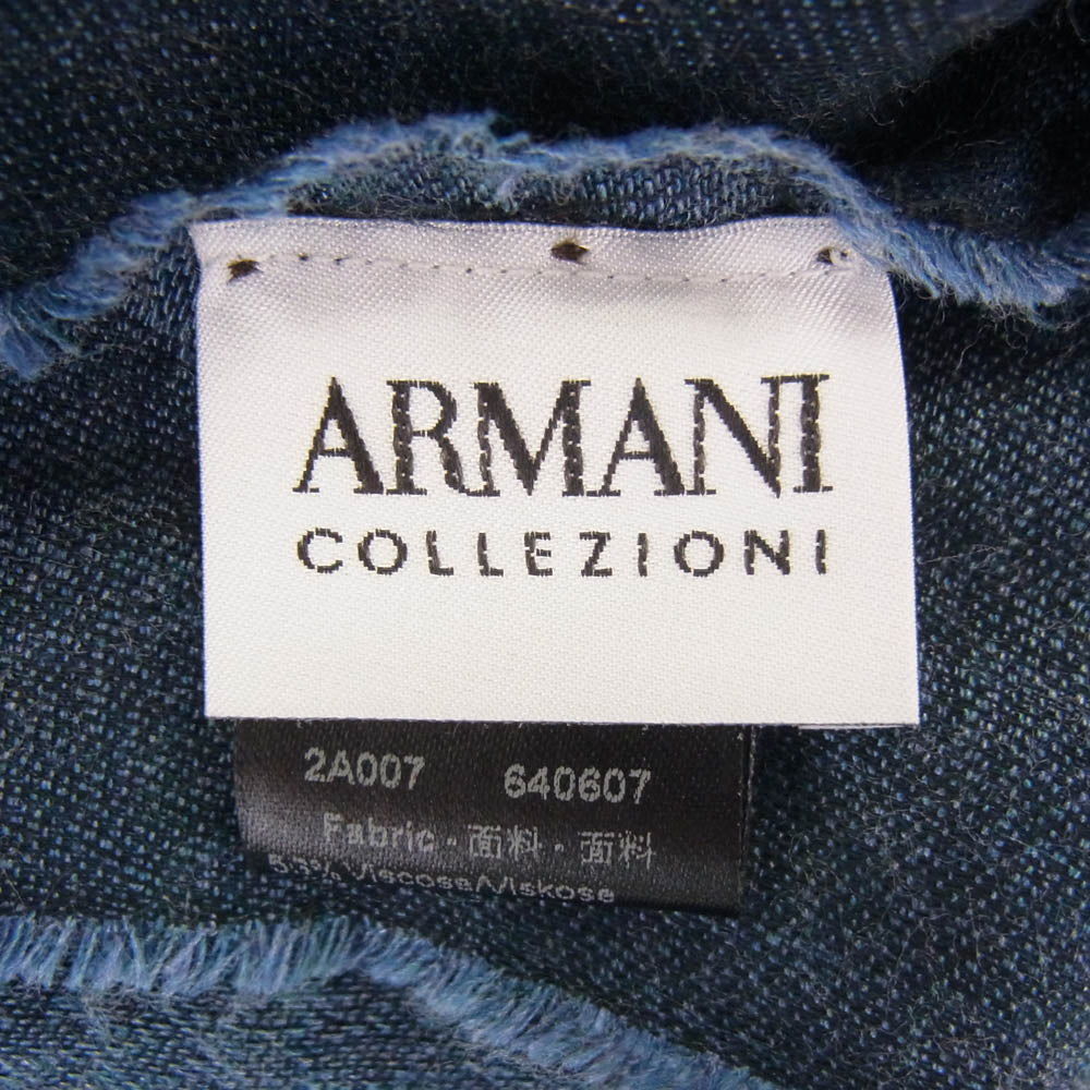 ARMANI COLLEZIONI アルマーニコレッツォーニ ロゴ 総柄 ストール ブルー系【中古】