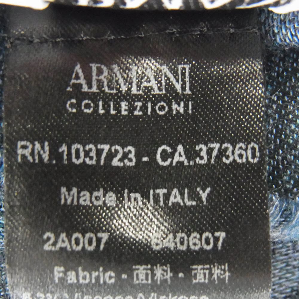 ARMANI COLLEZIONI アルマーニコレッツォーニ ロゴ 総柄 ストール ブルー系【中古】