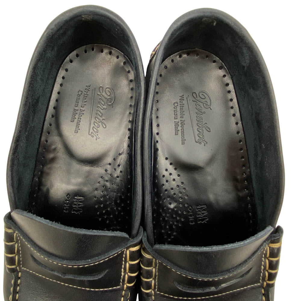 Paraboot パラブーツ 0216 CORAUX コロー レザー ローファー シューズ ブラック系 8【中古】