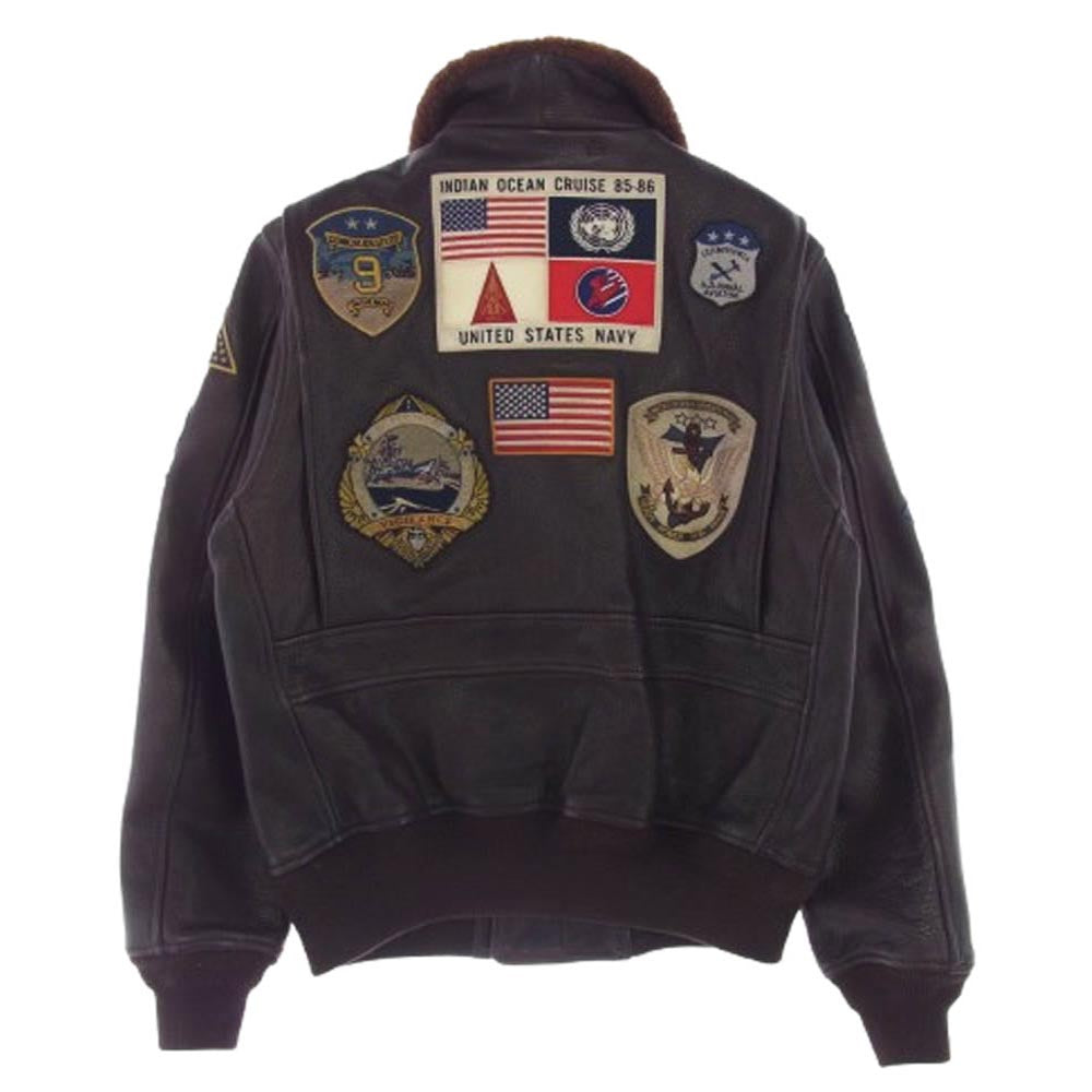 AVIREX アヴィレックス 6101063 G-1 TOP GUN GOAT ゴートスキン レザー トップガン レザー ミリタリー ジャケット ブラウン系 38【中古】
