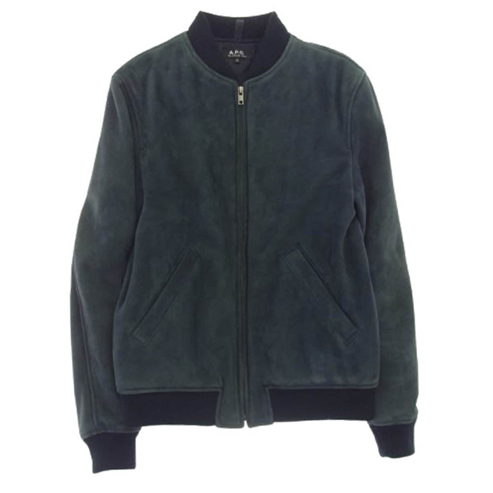 A.P.C. アーペーセー 24166-1-38011 ゴートレザー ジップアップ ブルゾン ジャケット グレイッシュブルー系 XS【中古】