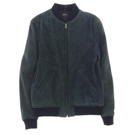 A.P.C. アーペーセー 24166-1-38011 ゴートレザー ジップアップ ブルゾン ジャケット グレイッシュブルー系 XS【中古】