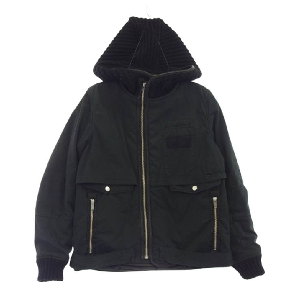 UNDERCOVER アンダーカバー 11AW H4205-1 MIRROR期 ミラー期 レザーパイピング フーデッド 中綿 ショート ジャケット ブラック系 2【中古】
