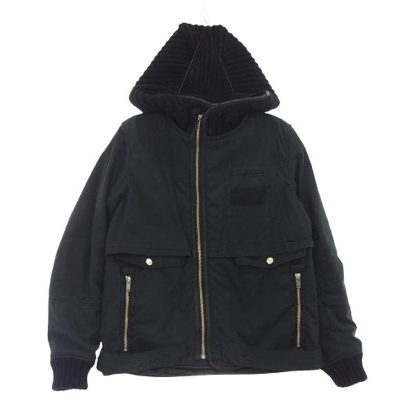 UNDERCOVER アンダーカバー 11AW H4205-1 MIRROR期 ミラー期 レザーパイピング フーデッド 中綿 ショート ジャケット ブラック系 2【中古】