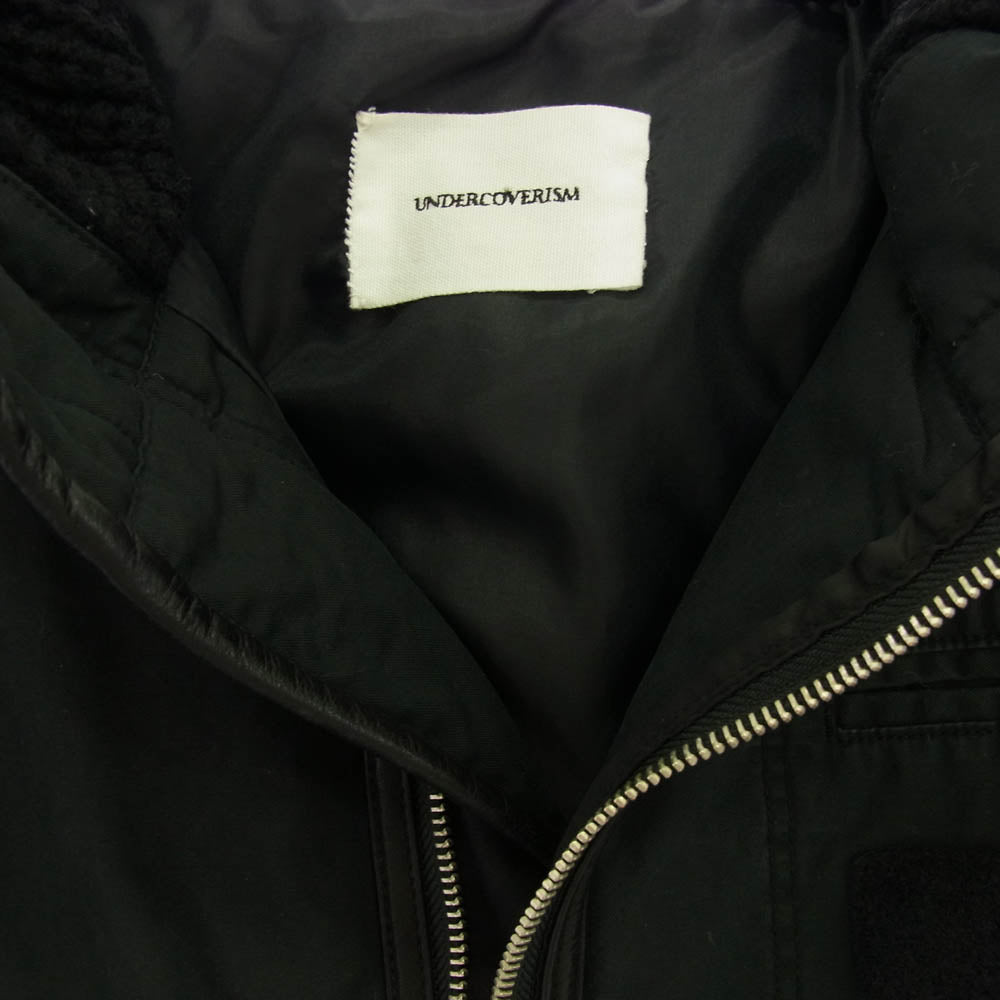 UNDERCOVER アンダーカバー 11AW H4205-1 MIRROR期 ミラー期 レザーパイピング フーデッド 中綿 ショート ジャケット ブラック系 2【中古】