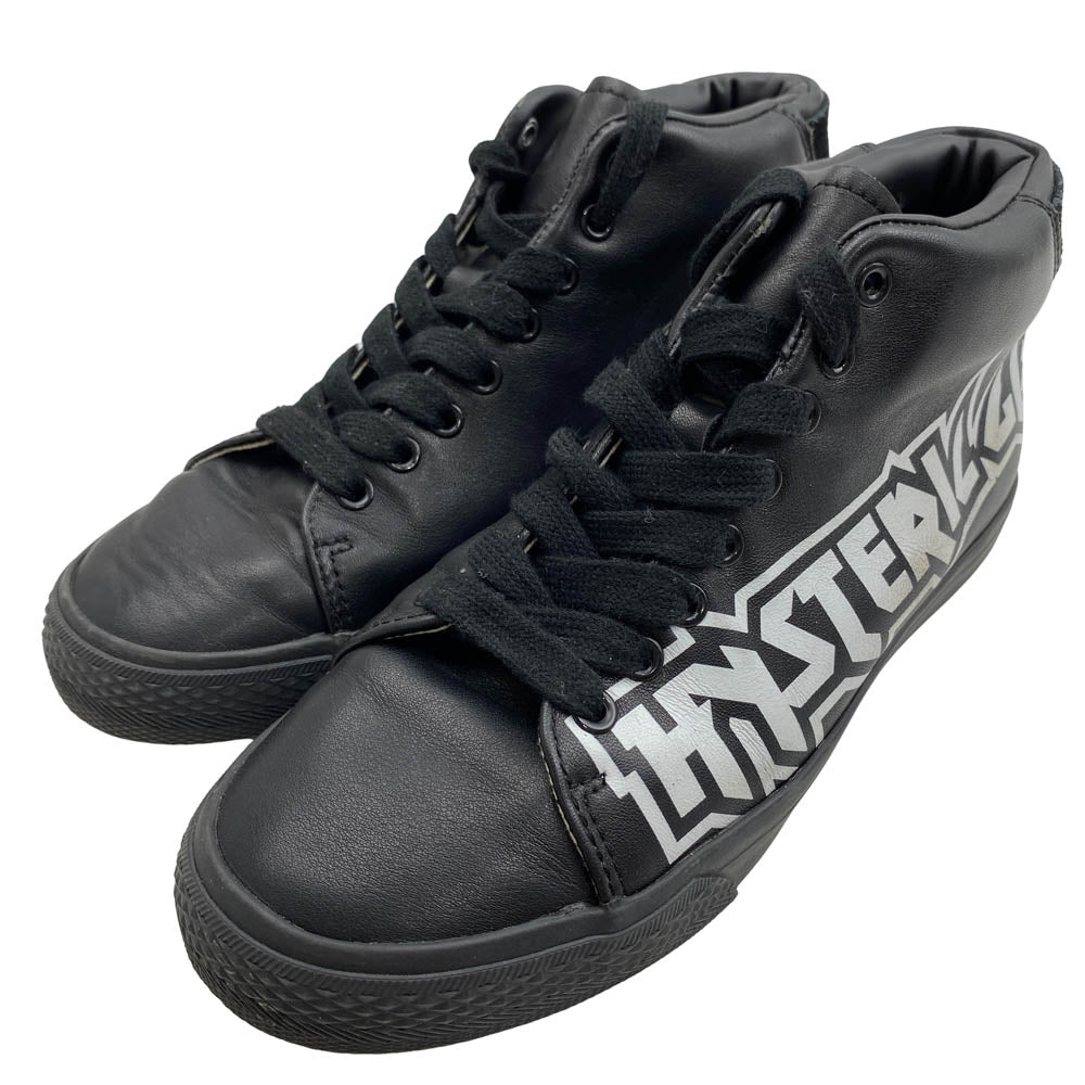 HYSTERIC GLAMOUR ヒステリックグラマー ロゴプリント ハイカット レザー スニーカー ブラック系 24cm【中古】
