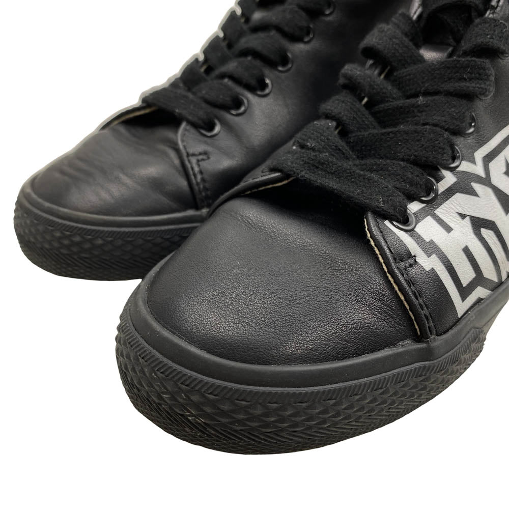 HYSTERIC GLAMOUR ヒステリックグラマー ロゴプリント ハイカット レザー スニーカー ブラック系 24cm【中古】