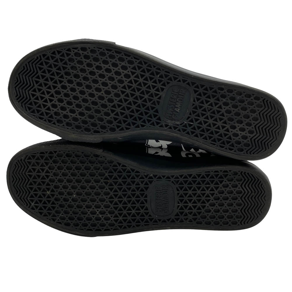 HYSTERIC GLAMOUR ヒステリックグラマー ロゴプリント ハイカット レザー スニーカー ブラック系 24cm【中古】