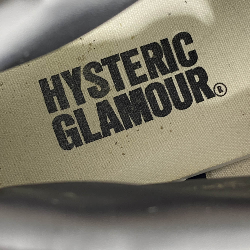 HYSTERIC GLAMOUR ヒステリックグラマー ロゴプリント ハイカット レザー スニーカー ブラック系 24cm【中古】