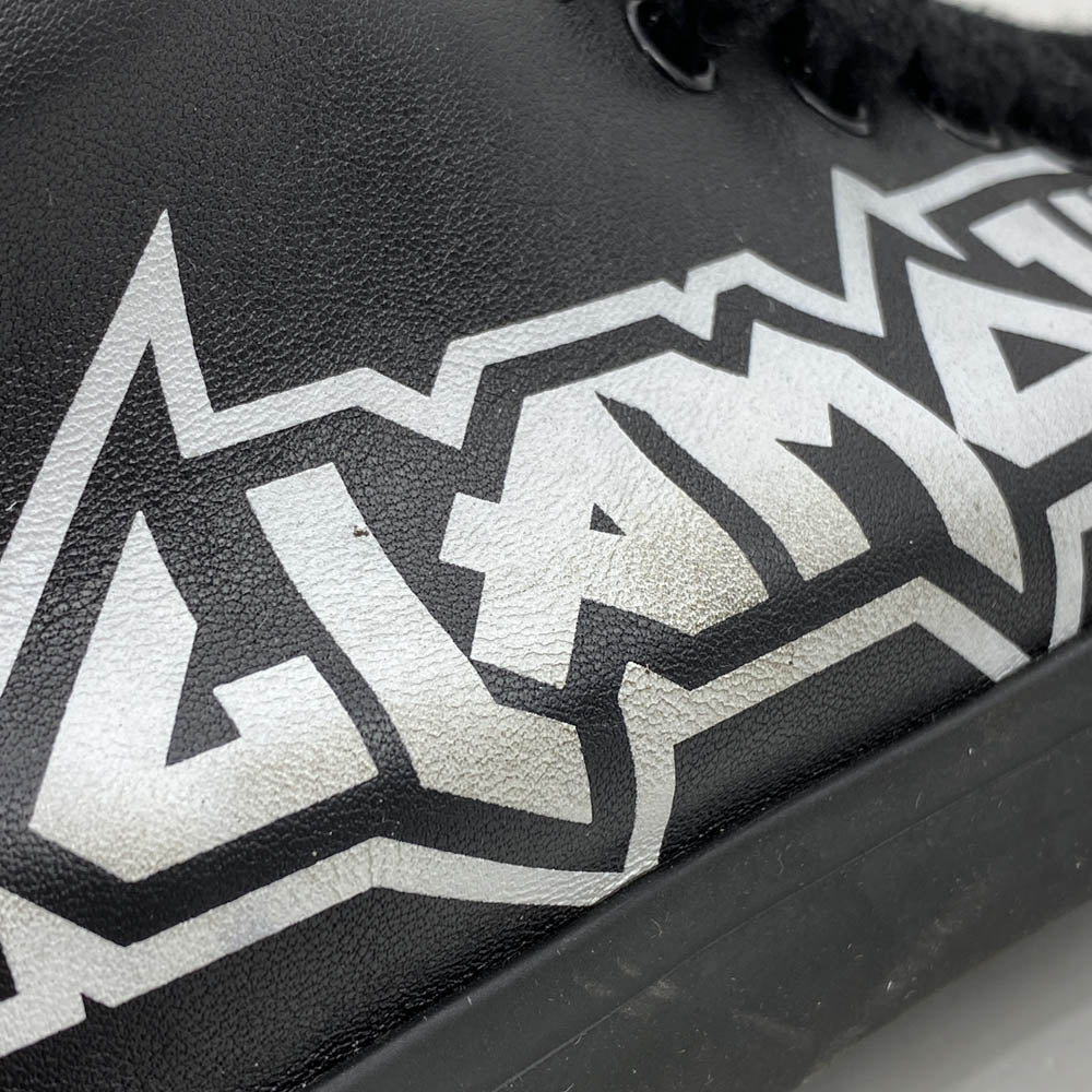 HYSTERIC GLAMOUR ヒステリックグラマー ロゴプリント ハイカット レザー スニーカー ブラック系 24cm【中古】