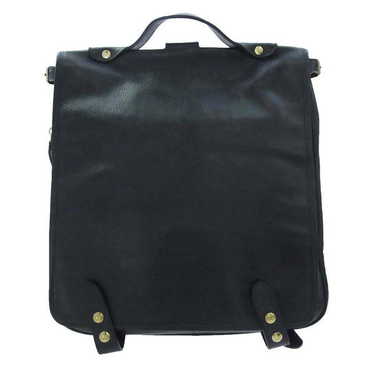 IL BISONTE イルビゾンテ A1845 オールレザー オリジナルレザー フラップ リュック バックパック ブラック系【中古】