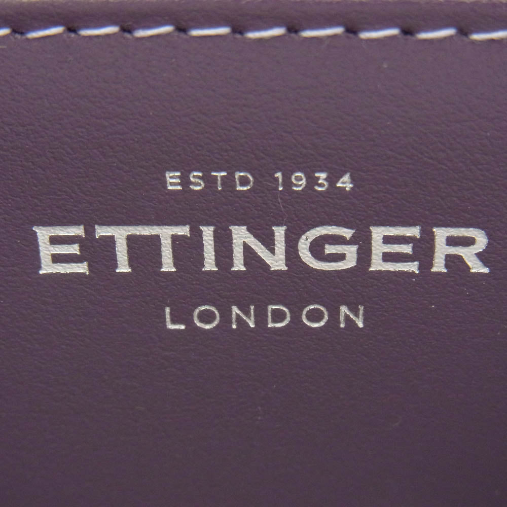Ettinger エッティンガー 英国製 ROUND ZIP PURSE 牛革 カーフレザー ラウンドジップ パース 長財布 ウォレット ブラック系【新古品】【未使用】【中古】