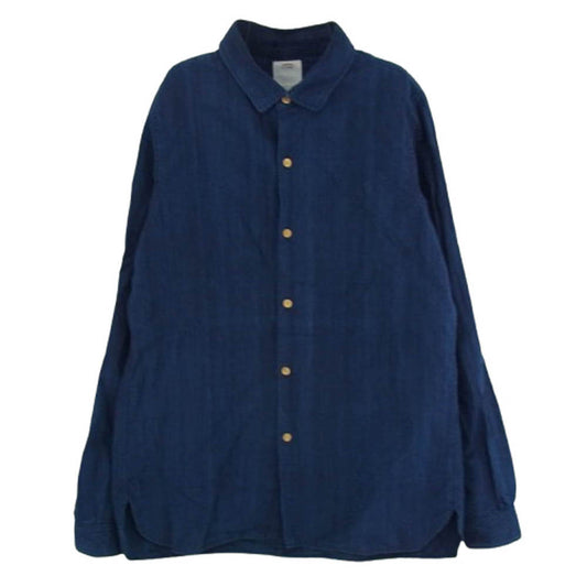 VISVIM ビズビム 16SS 0116105011017 LONG RIDER SHIRT L/S COTTON LINEN ロングライダー コットン リネン 長袖 シャツ ネイビー系 1【中古】